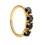 Black 4 Stone Gold nose ring for pierced and non pierced nose