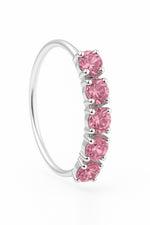 Pink 5 Stone Silver Nose Ring For Pierced Nose and Non Pierced Nose