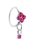 Purple Square Stone Silver Small Gem Dangle nose Ring For Pierced Nose