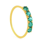Teal 5 Stone Thin Gold Nose Ring for pierced and non pierced nose