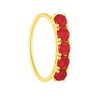 Red 5 Stone Thick Gold Nose Ring For Non Pierced And Pierced Nose