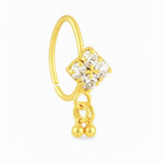 Square Ball Dangle Gold Nose ring for a pierced nose