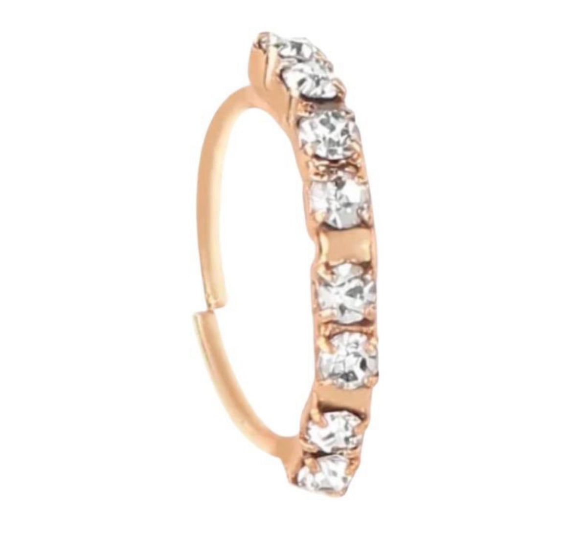 8 stone rose gold nose ring for non pierced nose and pierced nose