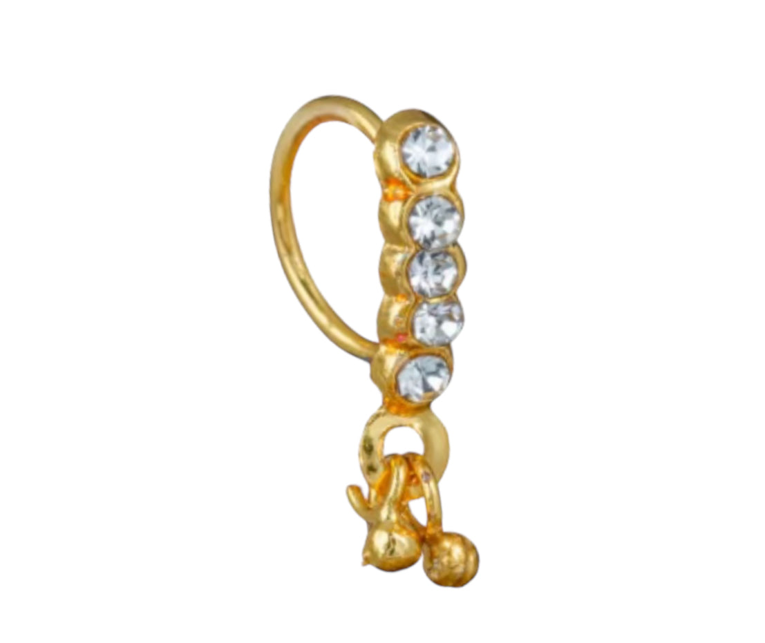 Rounded Dangle Gold Nose Ring for Pierced Nose