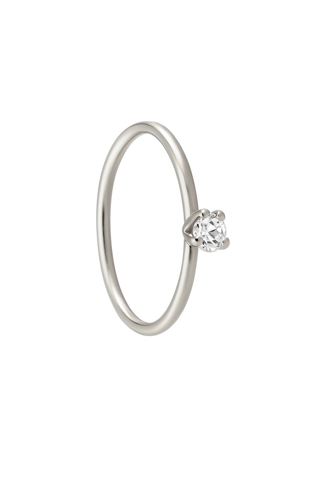 1 Stone Silver Nose Ring for pierced and non pierced nose