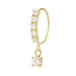 5 Stone Dangle Gold nose ring for a pierced nose