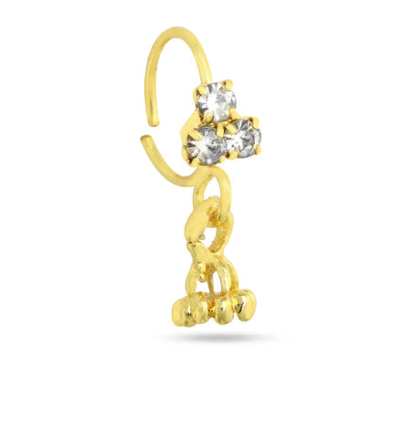 Dainty Crown Dangle Gold Nose Ring for pierced nose