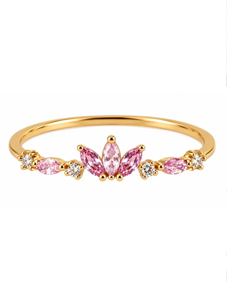 Rosalie Pink Crystal Crown Ring