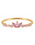 Rosalie Pink Crystal Crown Ring