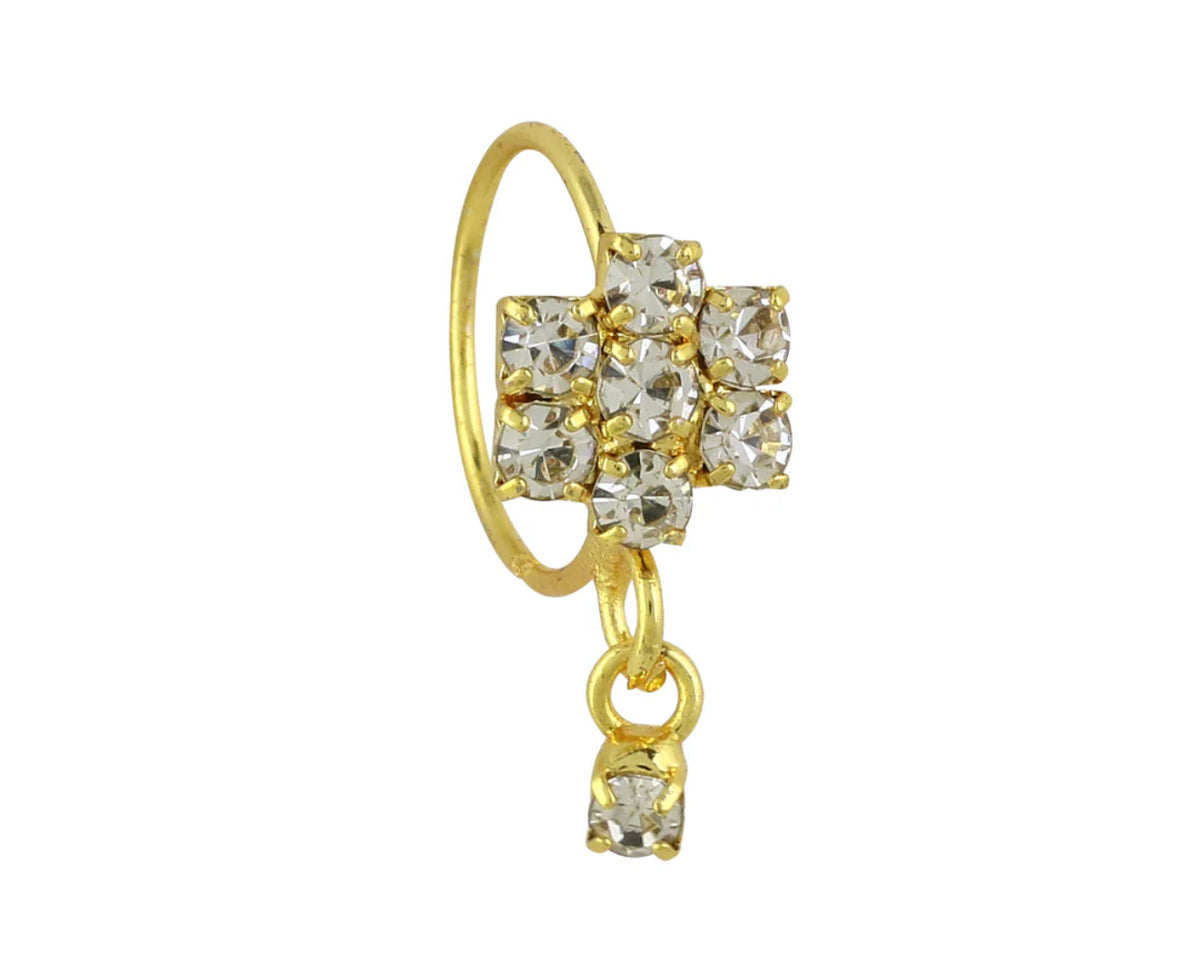Large Flower Dangle Gold nose ring for pierced nose