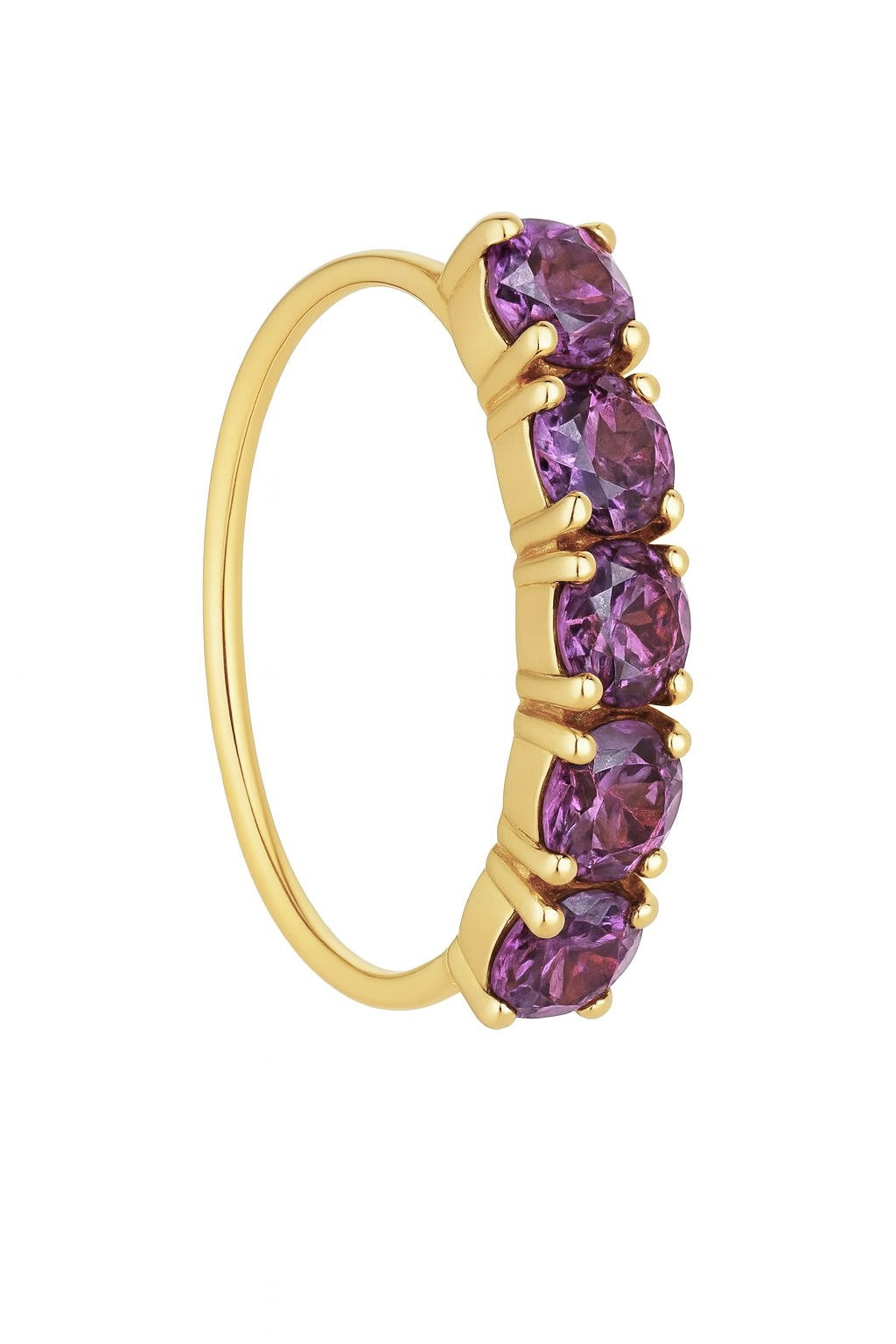 Purple 5 Stone Thick Classic Gold Nose Ring For Non Pierced And Pierced Nose