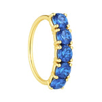 Blue 5 Stone Thick Gold Nose Ring For Non Pierced And Pierced Nose