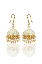 Pearl Pastel Mint Hand Painted Jhumka Hook Dangle Earring