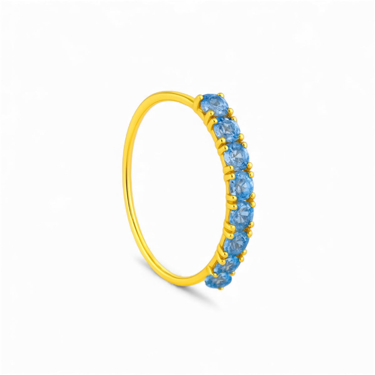 Blue 8 Stone Thin Gold Nose Ring for pierced and non pierced nose