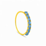 Blue 8 Stone Thin Gold Nose Ring for pierced and non pierced nose