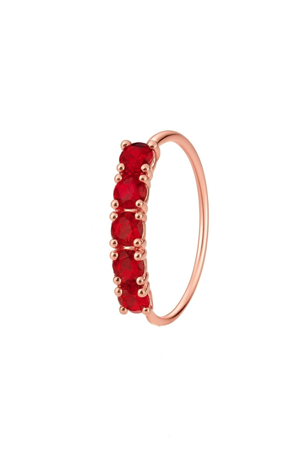 Red 5 Stone Rose Gold Nose Ring for pierced and non pierced nose