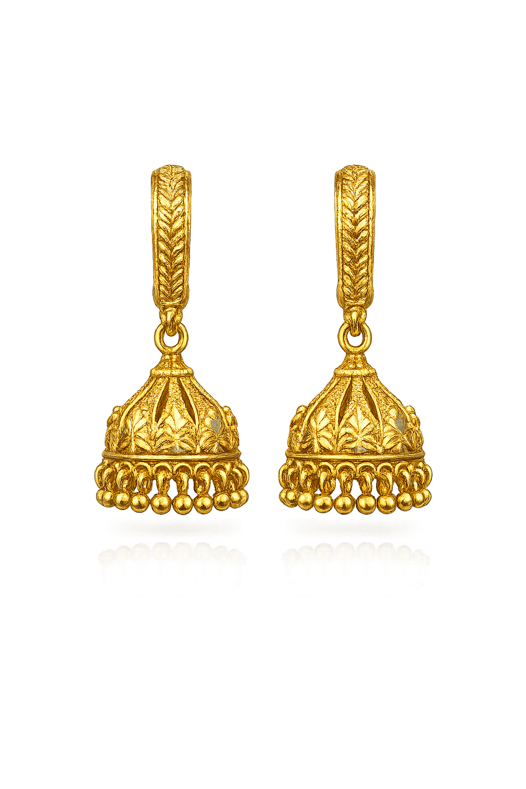 Ball Dangle Dome Round Hoop Gold Plated Jhumka
