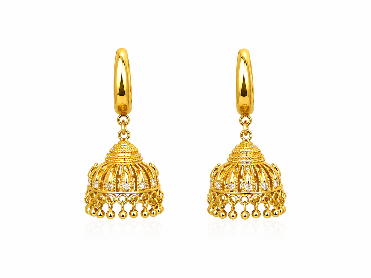 Dome Gold Plated Jhumka Earrings