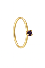Purple 1 Stone Gold Nose Ring for pierced and non pierced nose