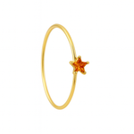 Orange stone star 1 stone Gold Nose Ring for pierced and non pierced nose