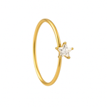 Gold stone star 1 Stone Gold Nose Ring for pierced and non pierced nose