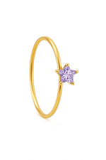 Purple stone star 1 Stone Gold Nose Ring for pierced and non pierced nose