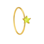 Green stone star 1 Stone Gold Nose Ring for pierced and non pierced nose