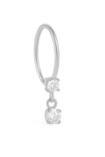 Gem 1 Stone Dangle Silver Nose ring for a Pierced Nose