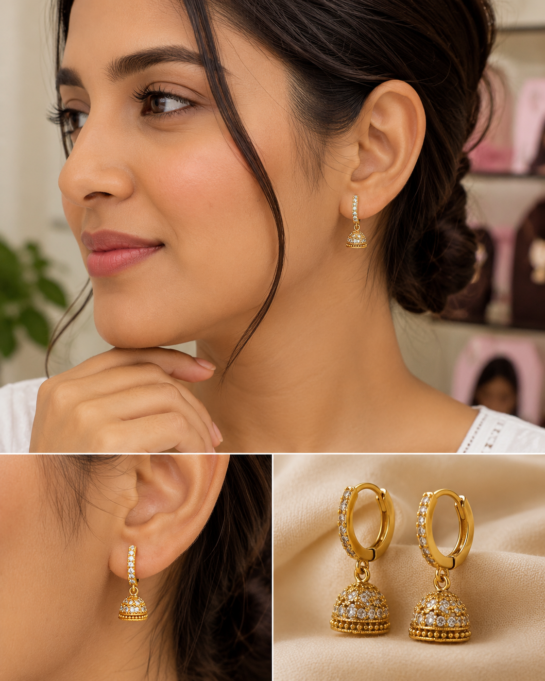 Micro Collection Gold Plated Jhumki Earrings Nagaland Gems