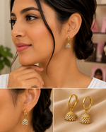 Micro Collection Gold Plated Jhumka Earring Gem Dome
