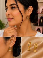 Micro Collection Gold Plated Jhumka Earring Mini Bihar Dome