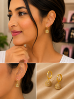 Micro Collection Gold Plated Jhumka Earring Hapur Half Stones