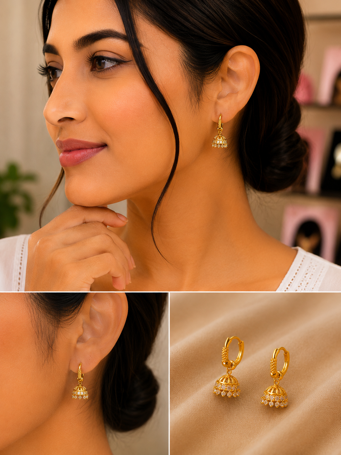 Micro Collection Gold Plated Jhumka Earring Front Facing