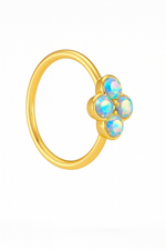 Rainbow 4 Stone Gold Nose Ring for a Pierced and Non Pierced Nose