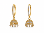 Micro Collection Gold Plated Jhumka Earring Gem Dome