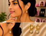 Micro Collection Gold Plated Jhumka Earrings Round Stones