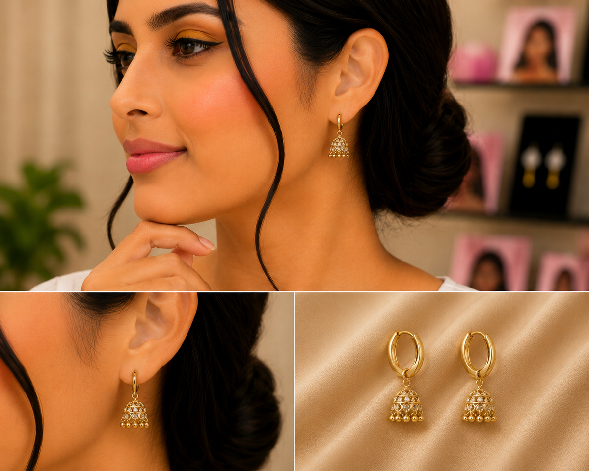 Micro Collection Gold Plated Jhumka Earrings Lucknow