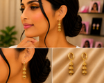 Jai Collection Gold-Plated Jhumka Earrings Triple Dome Dangle