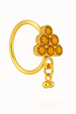 Gold Triangle 6 Stone Ball Dangle Gold Nose Ring for a Pierced Nose