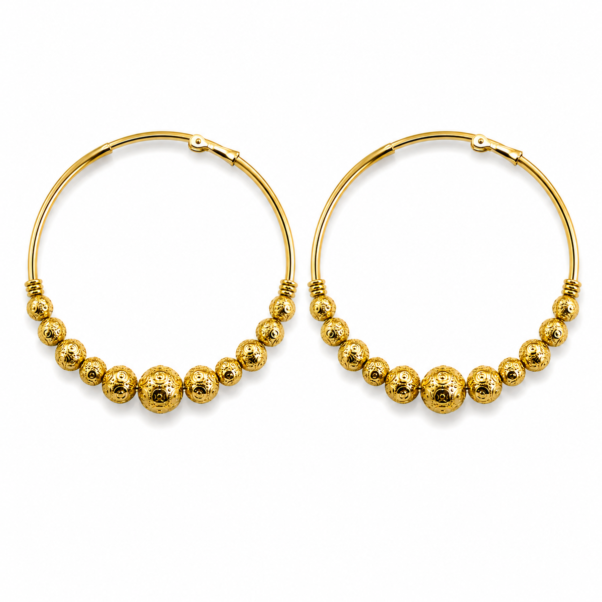Gold Plated Collection Earrings Ball Round Hoop 4.5 cm