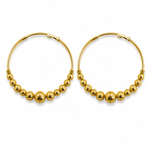 Gold Plated Collection Earrings Ball Round Hoop 4.5 cm