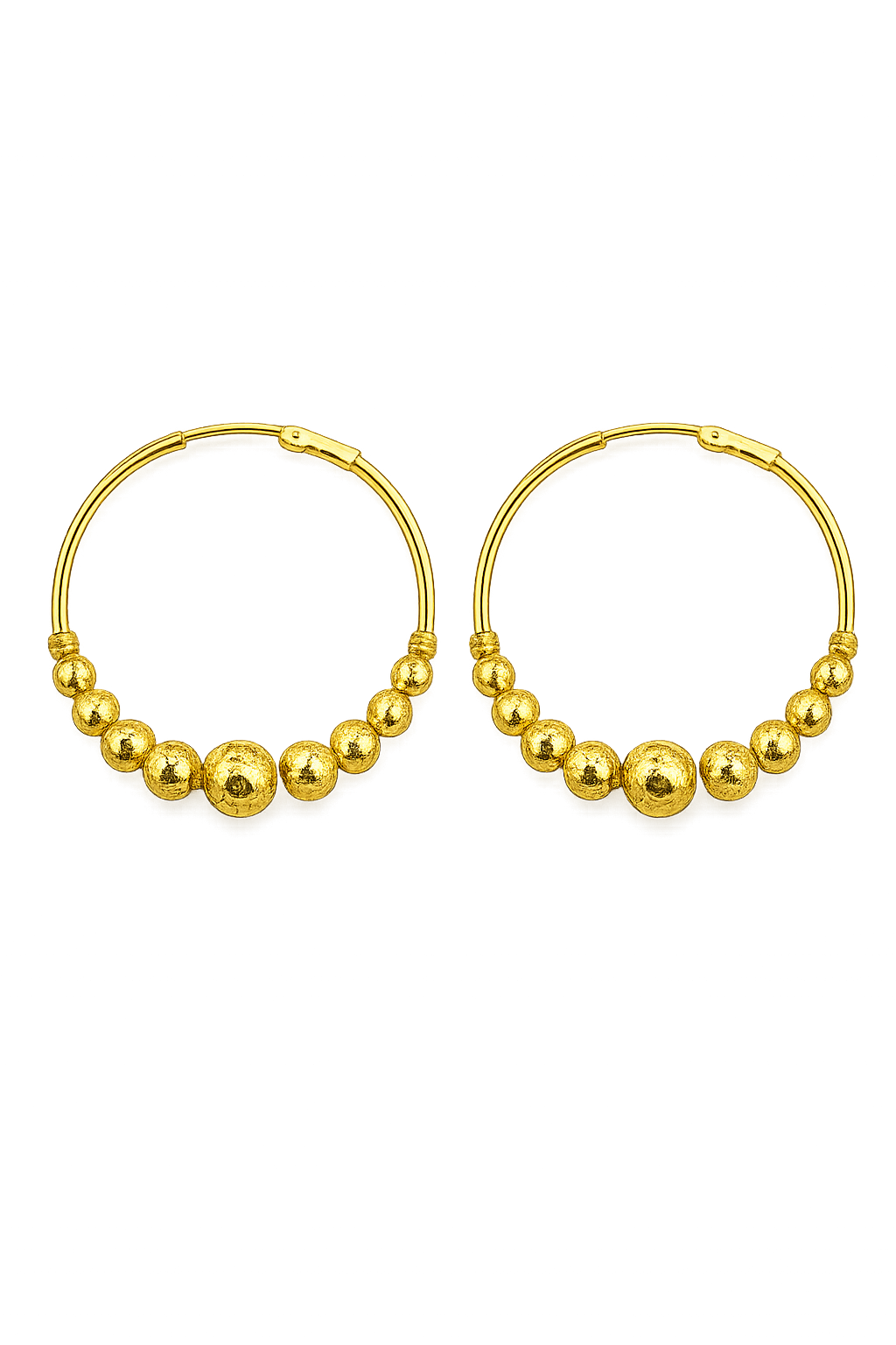 Gold Plated Collection Earrings Ball Round Hoop 4 cm