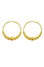 Gold Plated Collection Earrings Ball Round Hoop 4 cm