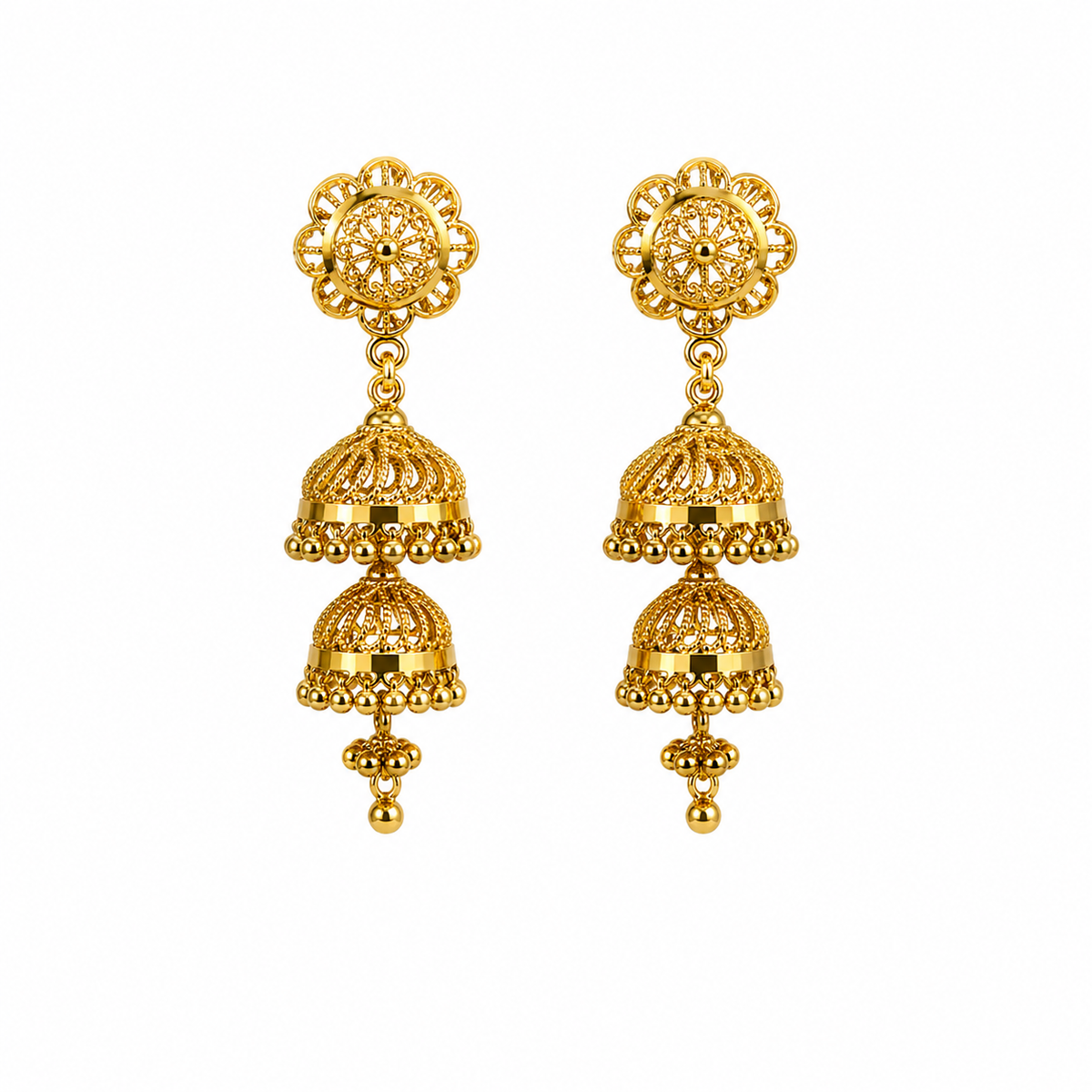Gold Plated Collection Jhumka Earring Thin Pin Ria