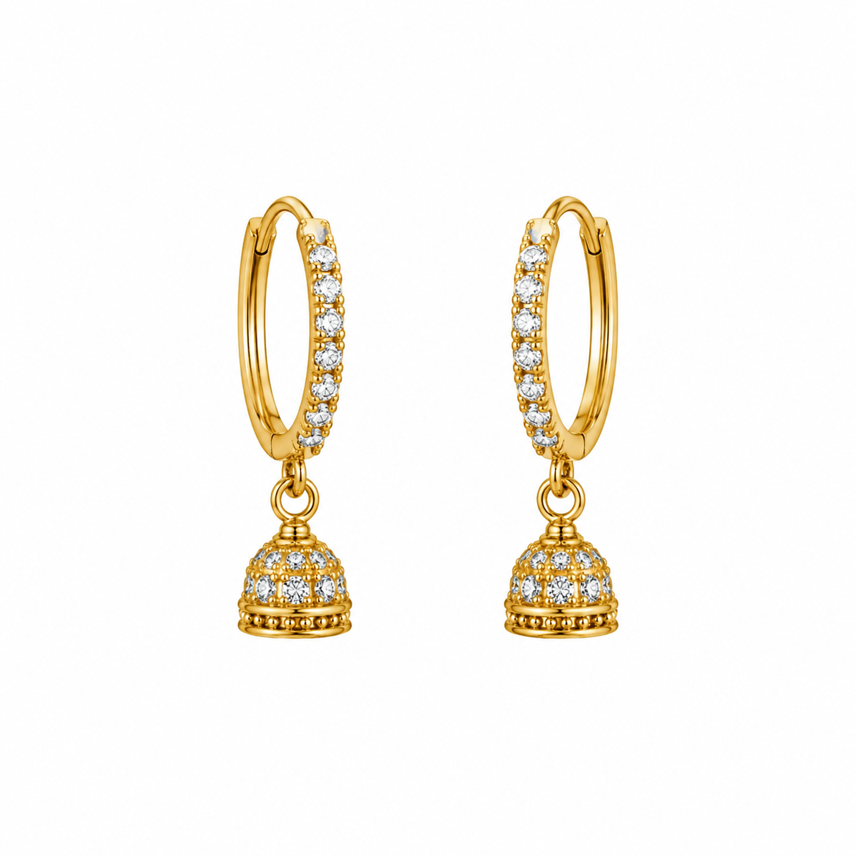 Micro Collection Gold-Plated Jhumka Earrings Super Mini Stones