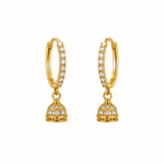 Micro Collection Gold-Plated Jhumka Earrings Super Mini Stones