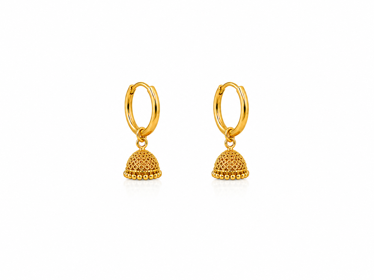 Micro Collection Gold Plated Jhumka Earring Round Dome Kai