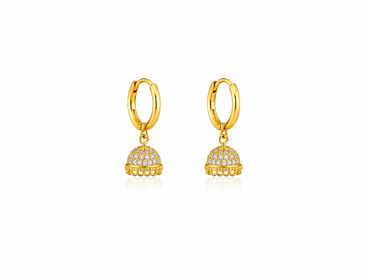 Micro Collection Gold Plated Jhumka Earring Gem Stone Kiera