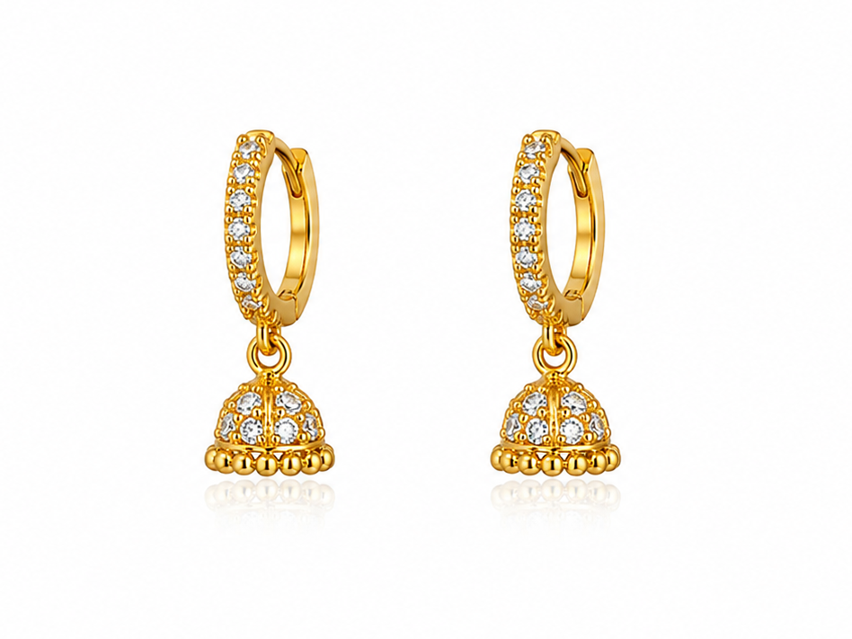 Micro Collection Gold Plated Jhumka Earring Jhansi Mini Bead