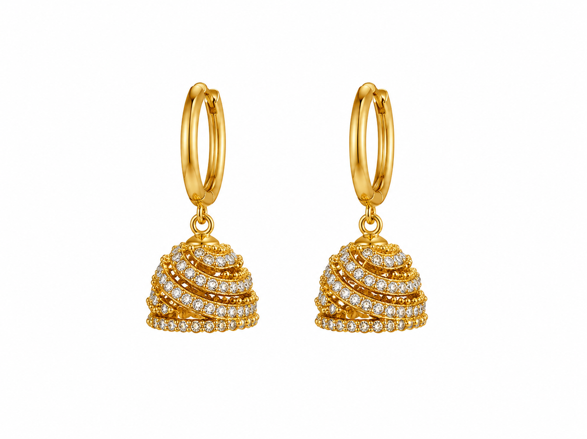 Micro Collection Gold Plated Jhumka Earring Maya Large
